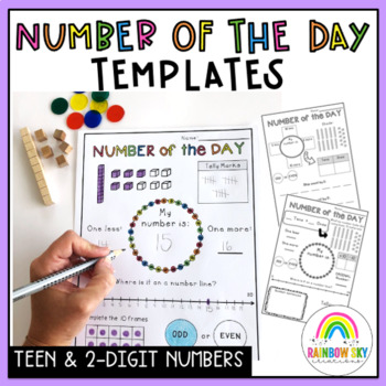 Preview of Number of the Day Templates | Teen and 2 digit number sense