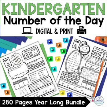 Preview of Kindergarten Number Sense Math Worksheets Number of the Day Activity Bundle