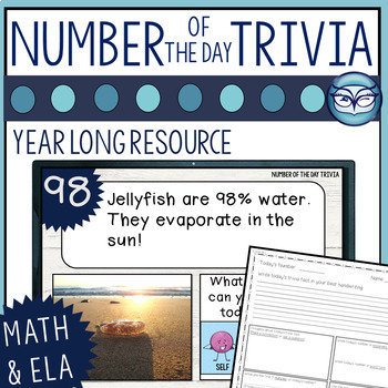 Preview of Number of the Day Trivia and Fun Facts Bellwork Slides for Math or ELA 180 days