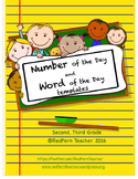 Number of the Day, Word of the Day Template - Second Third Grade