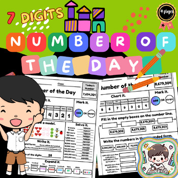 Preview of Number of the Day Worksheet 7 Digits Template with your Students.
