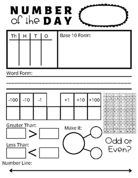 Number of the Day Worksheet by Taco's School | TPT