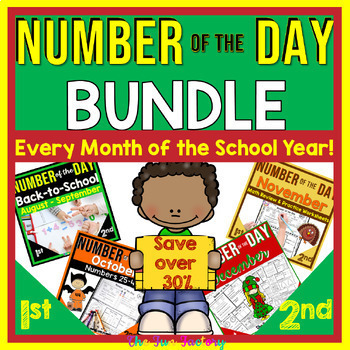 Preview of Number of the Day Worksheets - 1st Grade Math Worksheets - Year Long