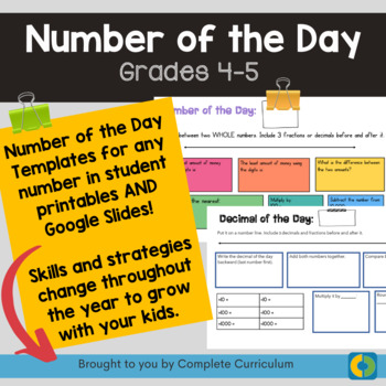 Preview of Number of the Day for Grades 4 & 5