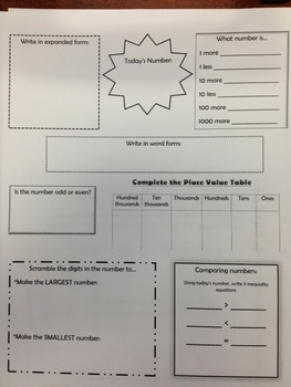 Preview of Number of the Day math morning work!