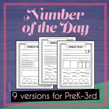 Preview of Number of the Day template kindergarten first grade second grade Number Sense