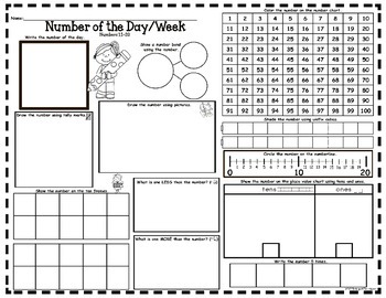 Number of the Day/Week Activity Pages | TpT