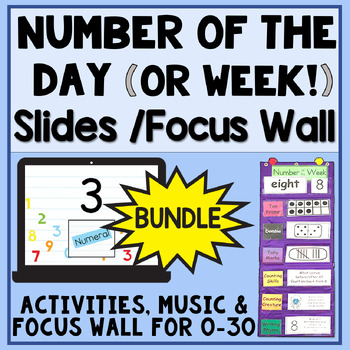 Preview of Number of the Week Set - Focus Wall pdf, Music, & Digital Google Slides Bundle