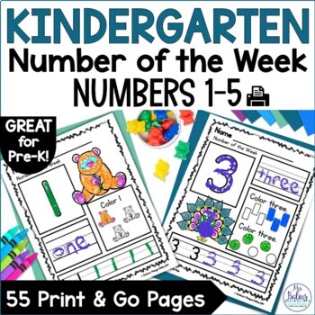 Preview of Pre K & Kindergarten Number Sense Number of Week Math Practice Worksheets
