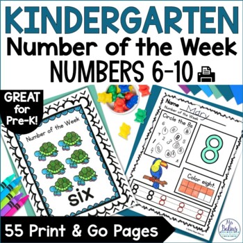 Preview of Pre K & Kindergarten Number Sense Number of Week Math Practice Worksheets