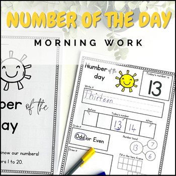 Preview of Number of the day 1-50 / Number Sense / Worksheets and booklet