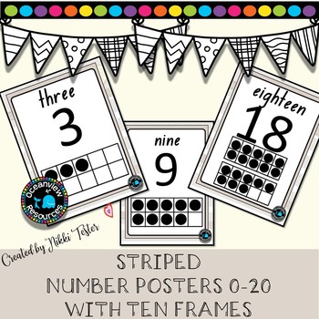 Preview of Number posters 1-20 for Bulletin boards -Linen Design