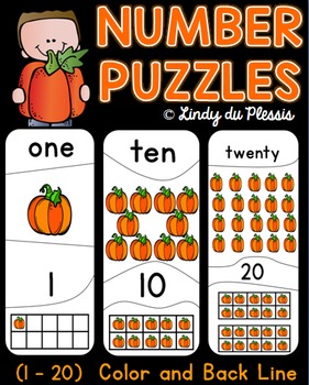 Preview of Fall Pumpkin Number Puzzles 1-20
