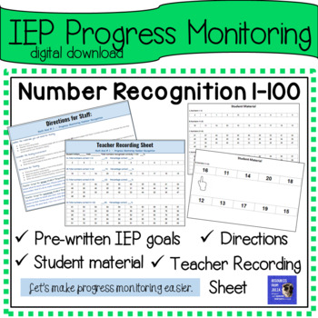 Preview of Number recognition 1-100: Math Goal #1 IEP Goal Progress Monitoring