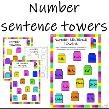 Preview of Number sentence towers unifix addition editable