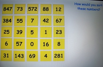 Preview of Number sort lesson/activity for Smartboard
