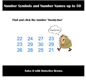 Preview of Number symbols and number names up to 50.