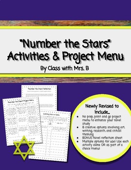 Preview of Number the Stars Novel Activities & Project Menu