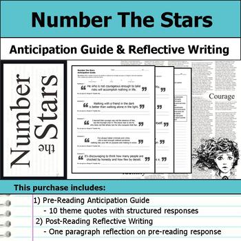 Preview of Number the Stars - Anticipation Guide & Reflection