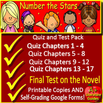 Preview of Number the Stars Chapter Quizzes and Final Test Printable Copies & Google Forms
