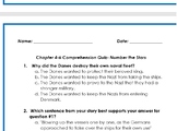 Number the Stars: Chapter 4-6 Comprehension Quiz