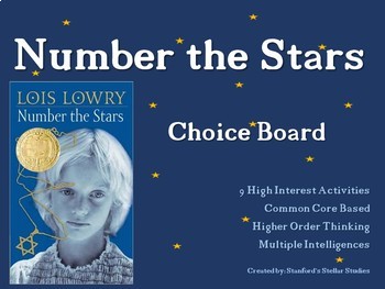 Preview of Number the Stars Choice Board Project Novel Activities Assessment Tic Tac Toe