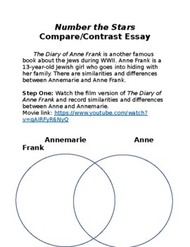 Preview of Number the Stars Compare/Contrast Essay