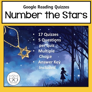 Preview of Number the Stars Editable Chapter Reading Quizzes Using Google Forms