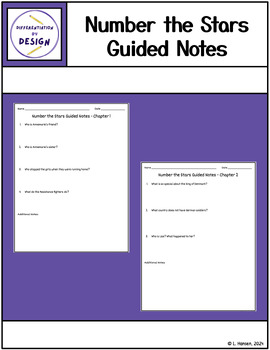 Preview of Number the Stars Guided Notes