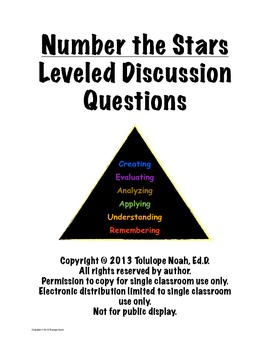 Preview of Number the Stars Leveled Reading Comprehension Discussion Questions