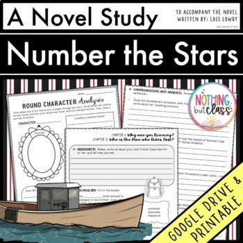 Preview of Number the Stars Novel Study Unit - Comprehension | Activities | Tests