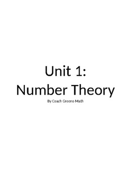 Preview of Number Theory Pre-Algebra Unit Workbook (17 Worksheets, 3 quizzes, 2 tests)