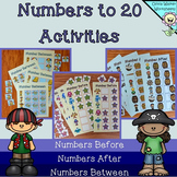 Number to 20 Math Centers x 3, Before and After Numbers to