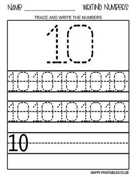 Tracing Counting 1 to 10: Number Tracing Preschool Math Worksheet