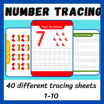 Preview of Number writing practice 1-10/ 40 pages number tracing 1-10
