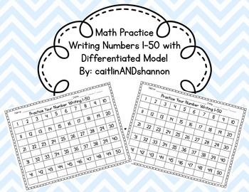 Preview of Writing Numbers 1-50 with Differentiated Models