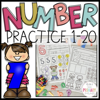 Preview of Number writing practice tracing pages 1-20