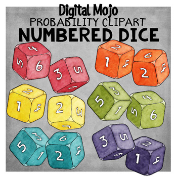 Preview of Numbered 3D Dice – Probability Clipart