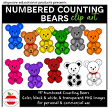 Numbered Counting Bears Clip Art Set