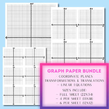 Preview of Numbered Graph Paper with XY axes - 3 different sizes!