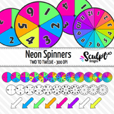 Numbered Spinners Clip Art ~ Neon Colors