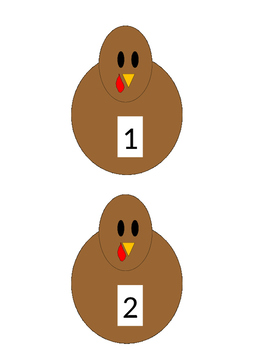 Preview of Numbered Turkeys 1 - 20