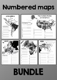 Numbered maps BUNDLE (Asia, Europe, Africa, Latin America,