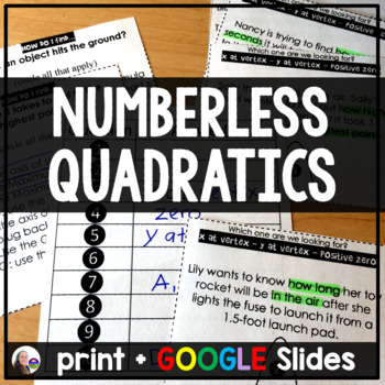 Preview of Numberless Quadratics Algebra Activity - print and digital