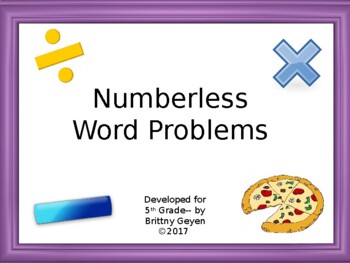 Preview of Numberless Word Problems