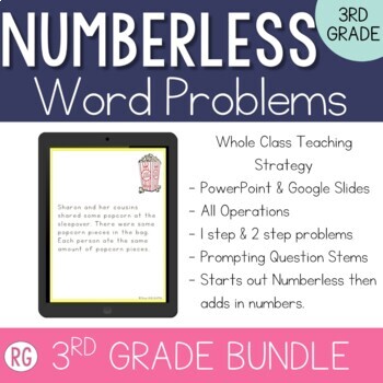Preview of 3rd Grade Two Step Word Problems All Operations | Numberless Word Problems