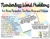 Numberless Word Problems - Area, Perimeter, Surface Area, 
