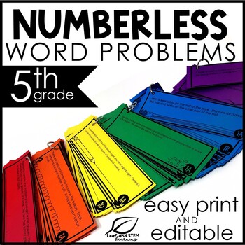 Preview of Numberless Word Problems Bundle for 5th Grade Math