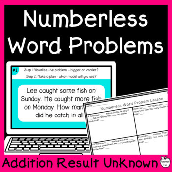 Preview of Numberless Word Problems - Word Problems to 20 - Result Unknown Problem Type