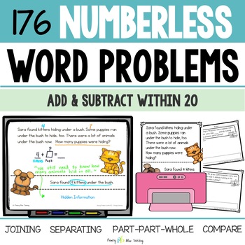 Preview of NUMBERLESS WORD PROBLEMS FOR ADDITION AND SUBTRACTION WITHIN 20